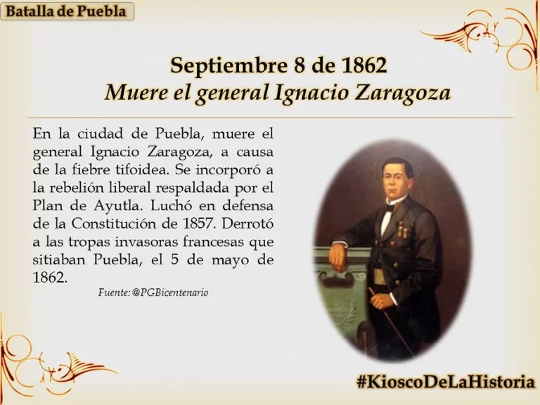 Septiembre 8 1862 muere Ignacio Zaragoza